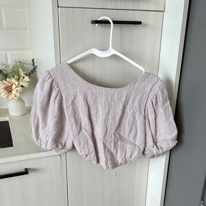 Astr Pink Puff Sleeve Crop Blouse
